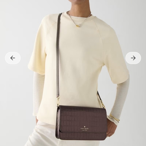 Kate Spade Madison Bag And Card Holder In Metallic Croc Hot Fudge - Picture 6 of 16